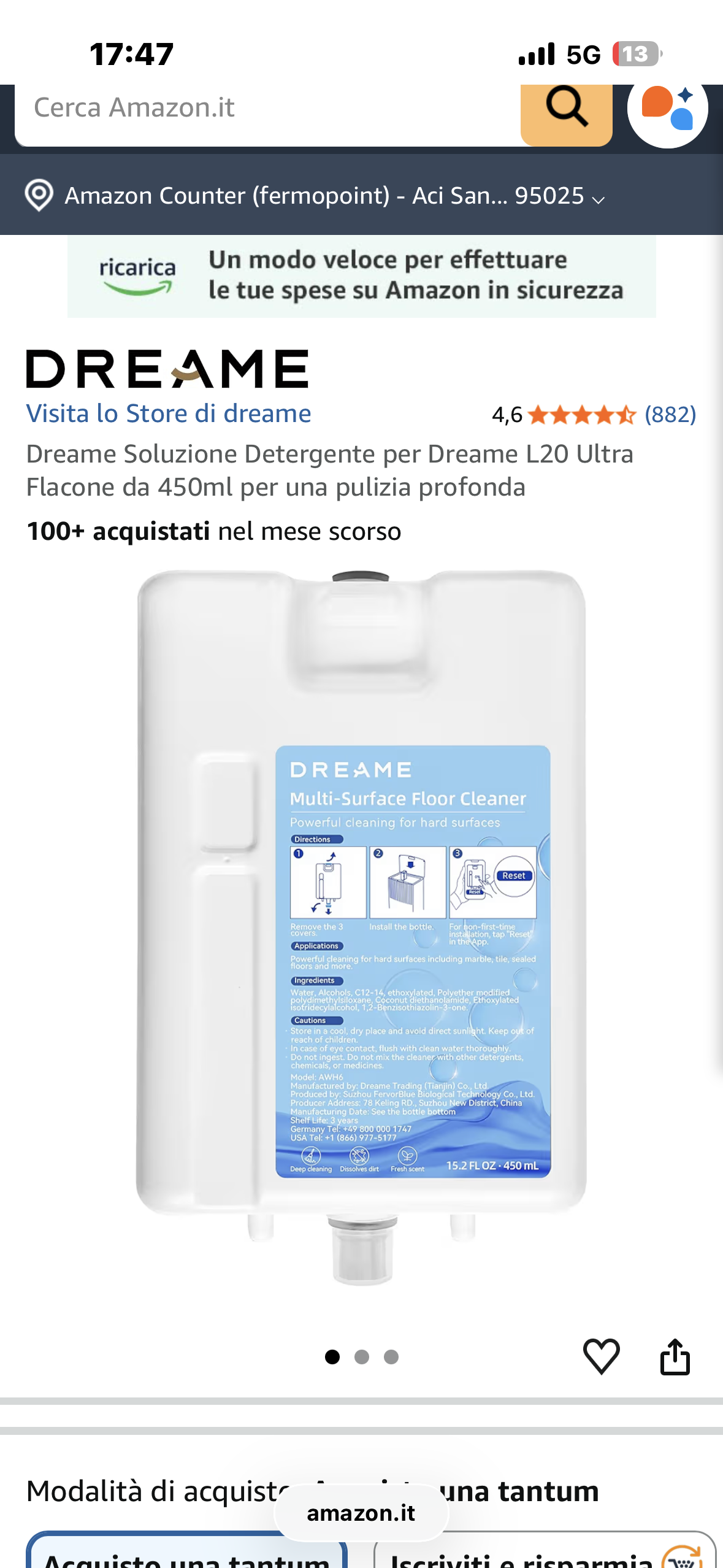 Dreame Soluzione Detergente per Dreame L20 Ultra Flacone da 450ml per una pulizi.png